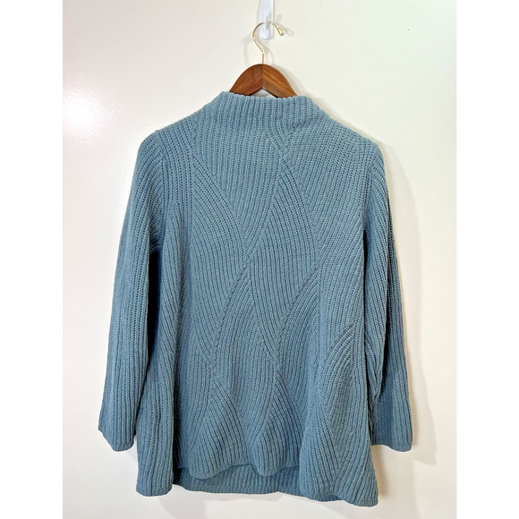 J. Jill Women’s Ribbed Chenille Sweater Size L Dusty Blue Tunic Cabincore Cozy - Picture 2 of 8
